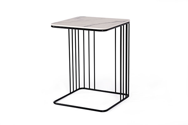 ELEGANS Sofa Side table White-marblelook-tabletop