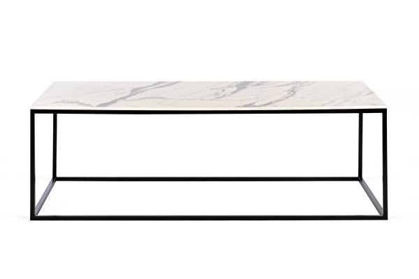 FOREST Coffee table long White-marblelook-tabletop